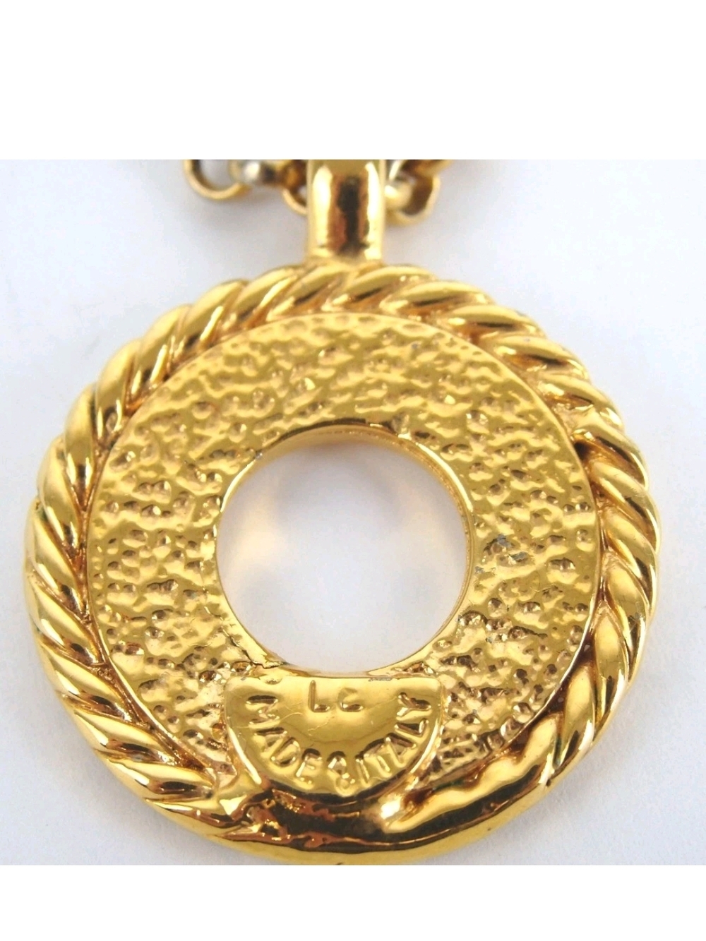 Celine Paris Gold-Tone Rope Circle Pendant Necklace - Picture 5 of 9